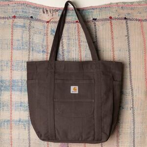 Brown upcycled carhartt tote bag